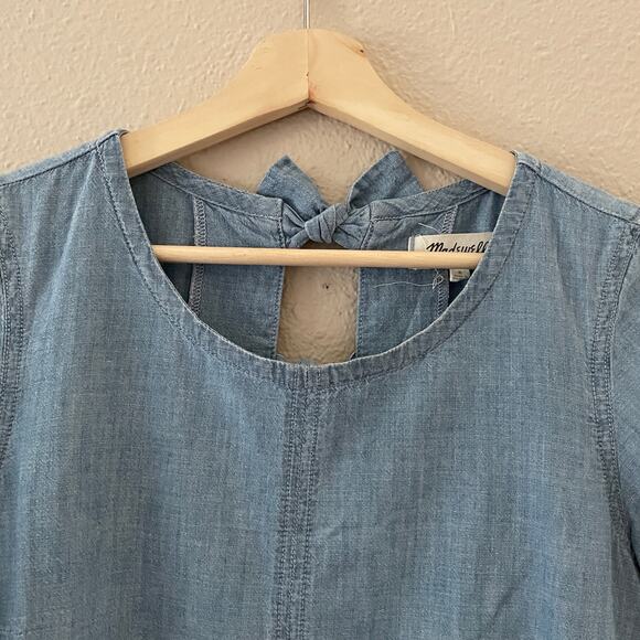 Madewell bow back chambray mini dress - Picture 4 of 9